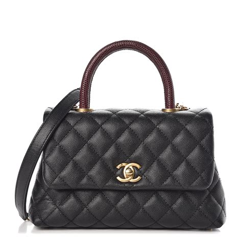 chanel coco mini handle caviar|CHANEL Caviar Lizard Chevron Quilted Mini Coco Handle Flap .